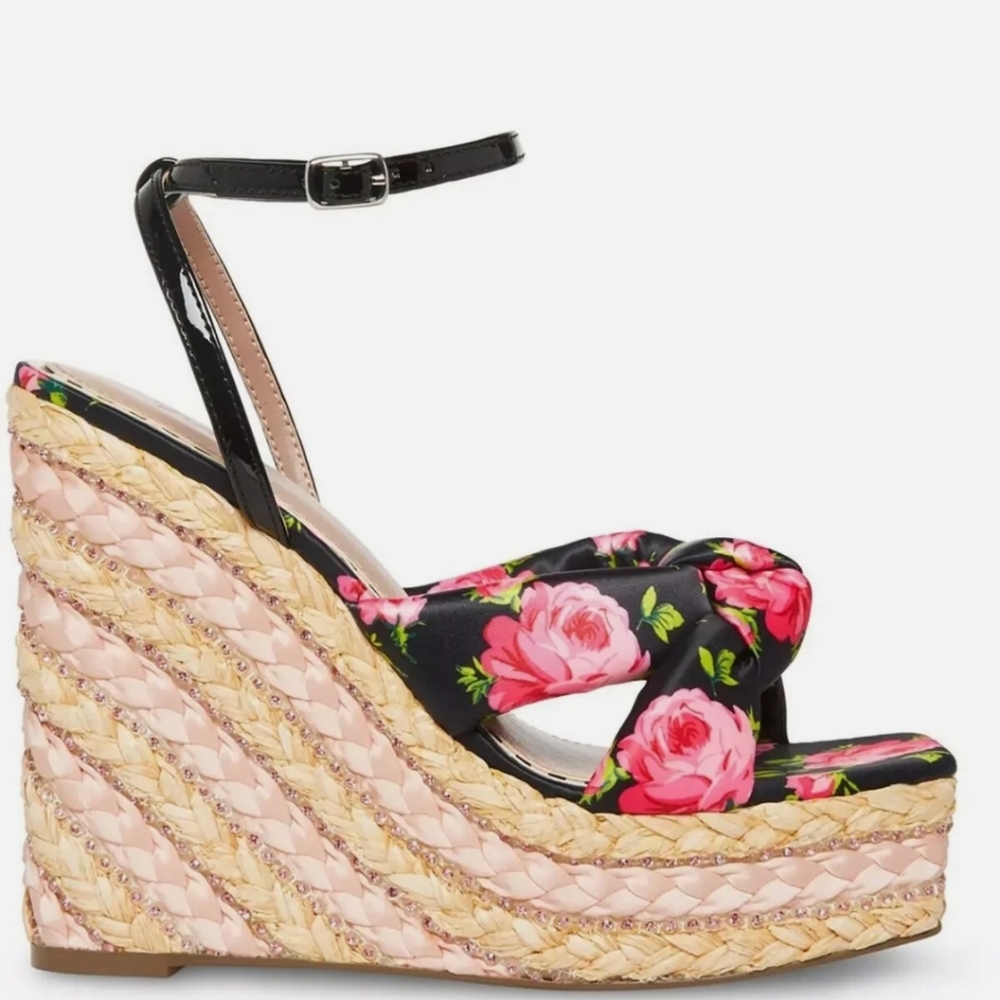 ●$30●TODAY ONLY!! Betsey Johnson Black and Pink Wedge Shoes